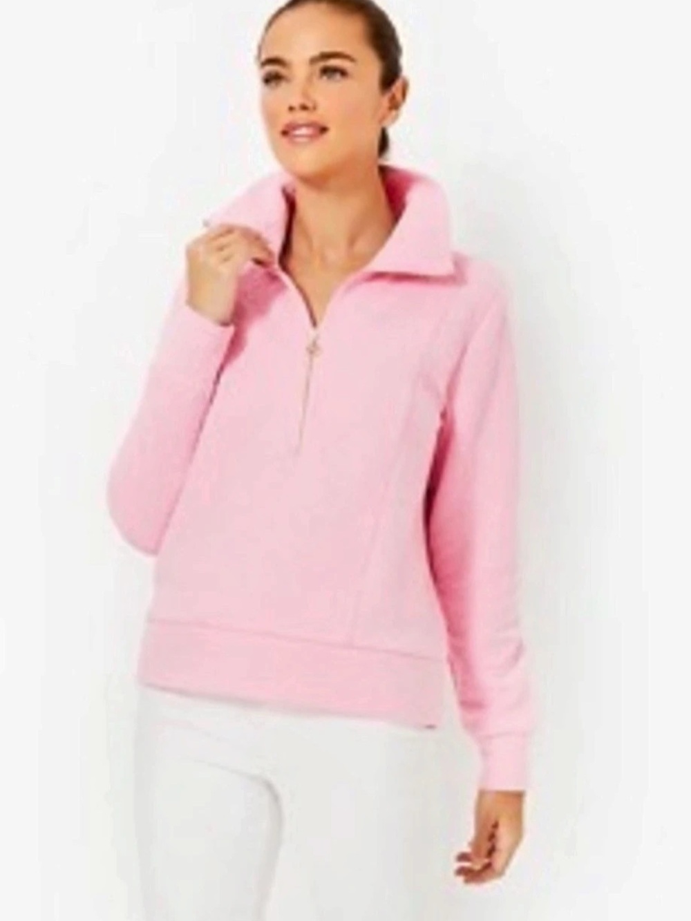 ELENI PULLOVER, CONCH SHELL PINK BUTTERFLY QUILTED KNIT Medium30